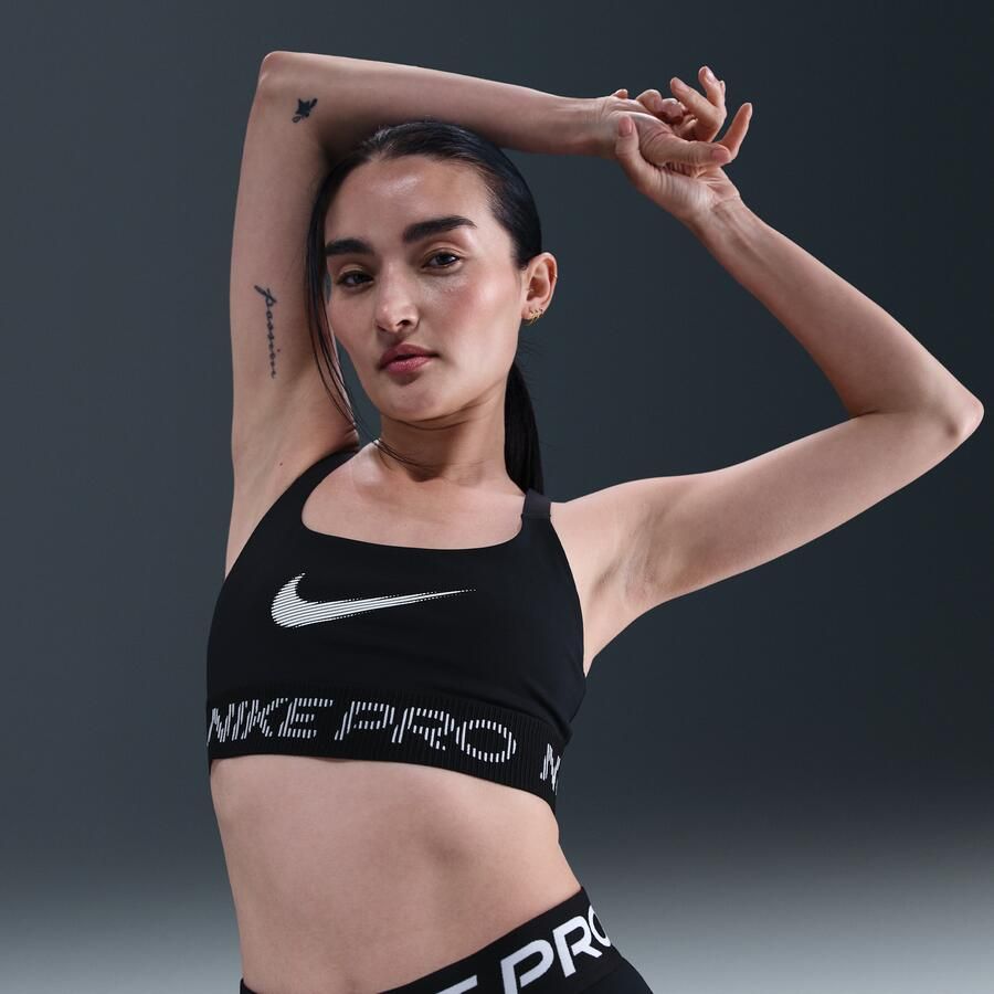 Nike Pro non-padded sport-bh met lichte ondersteuning Zwart - Foto 4