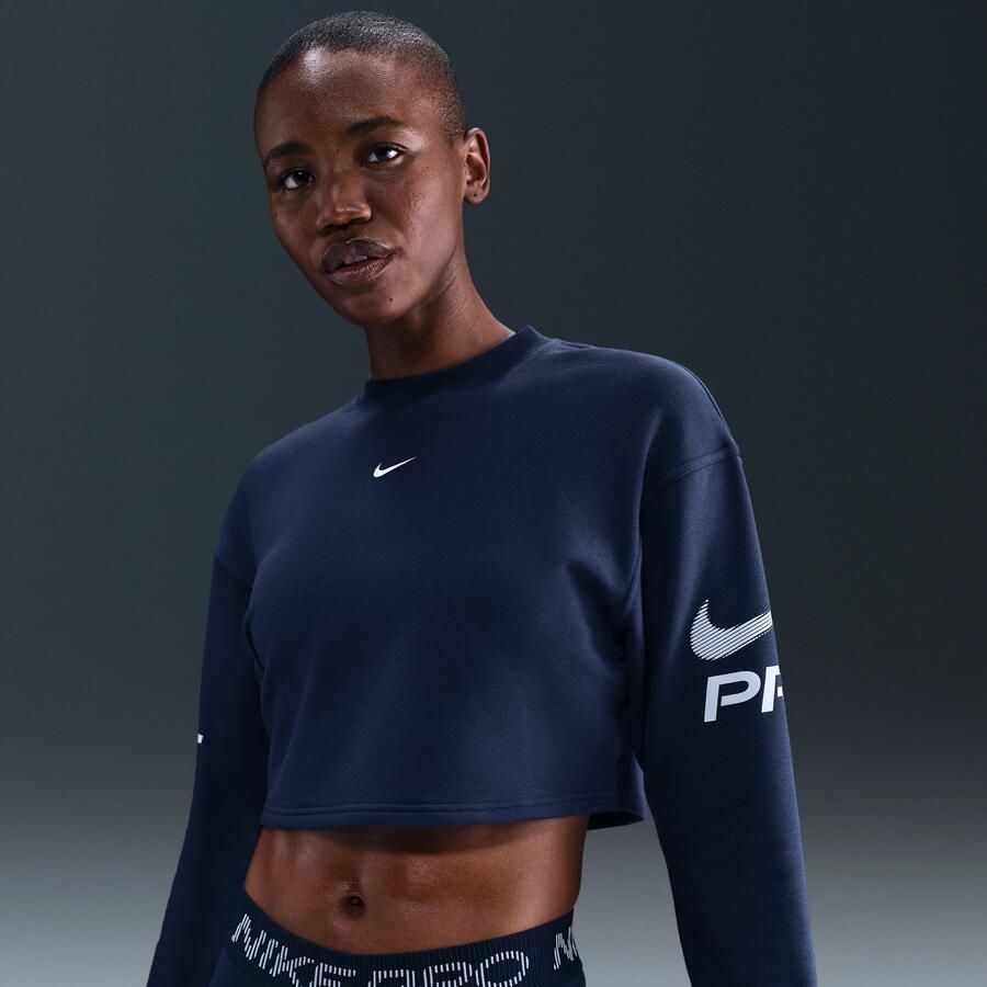 Nike Pro ruimvallend Dri-FIT sweatshirt met ronde hals van sweatstof Blauw - Foto 4