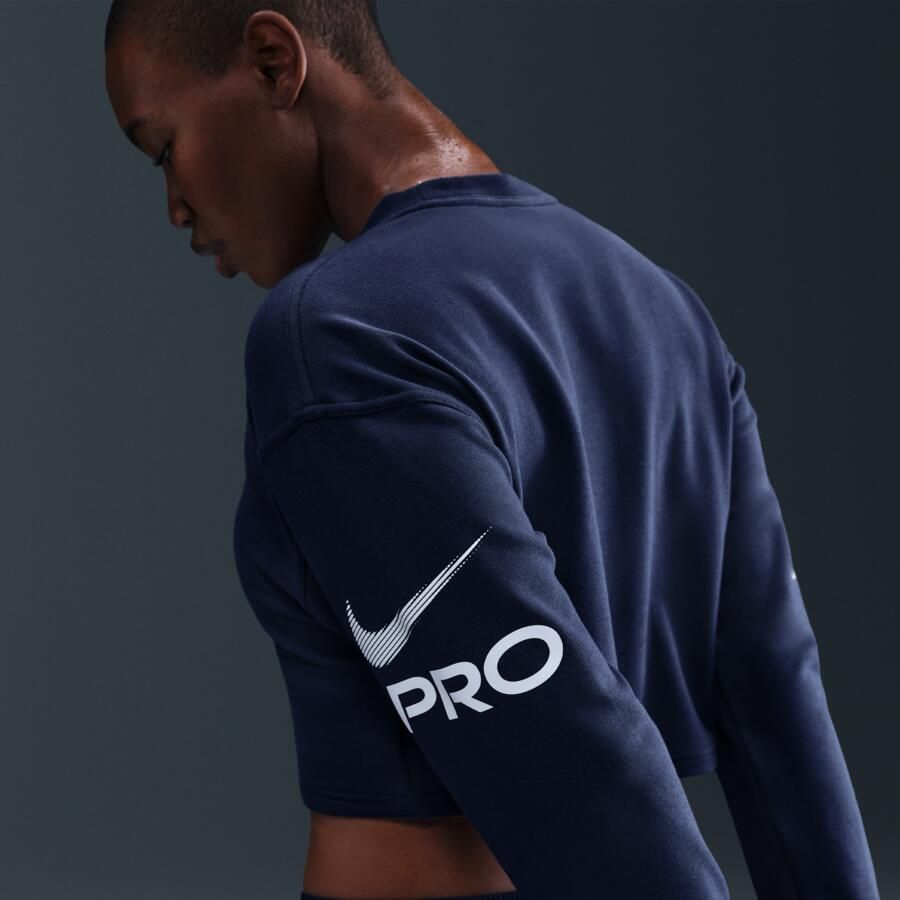 Nike Pro ruimvallend Dri-FIT sweatshirt met ronde hals van sweatstof Blauw