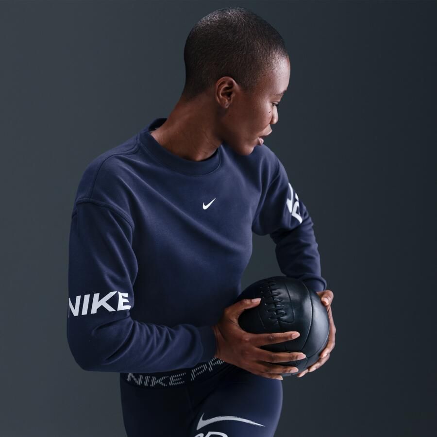 Nike Pro ruimvallend Dri-FIT sweatshirt met ronde hals van sweatstof Blauw - Foto 2