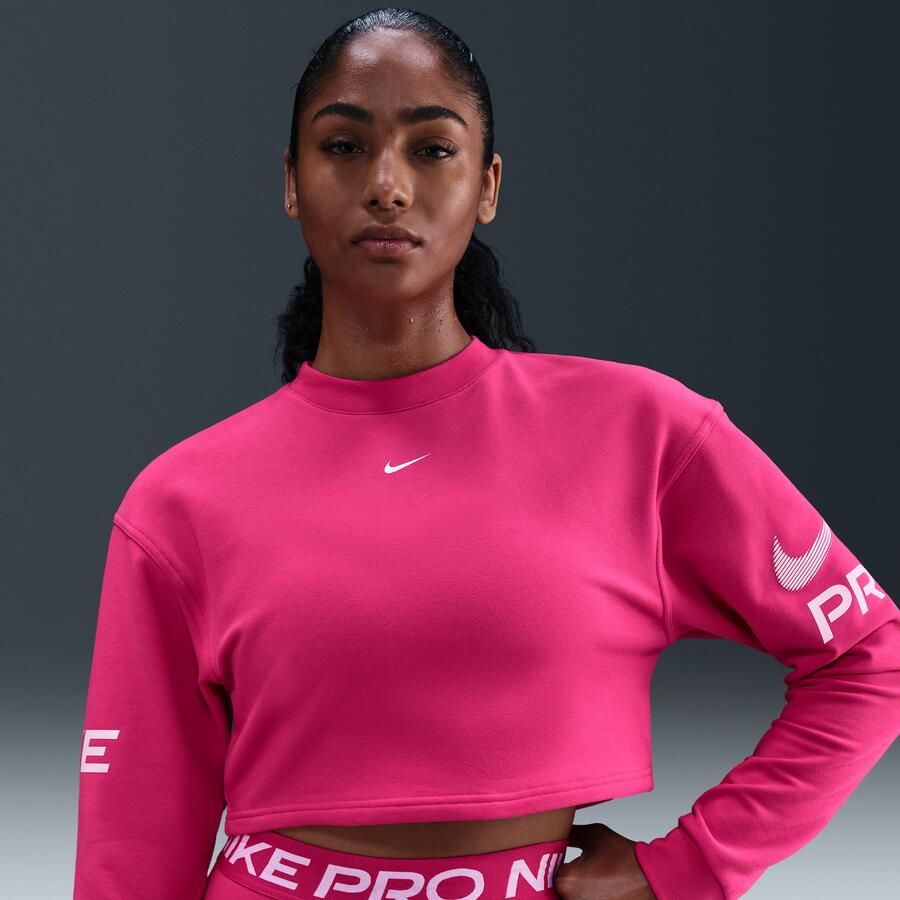 Nike Pro ruimvallend Dri-FIT sweatshirt met ronde hals van sweatstof Roze - Foto 4
