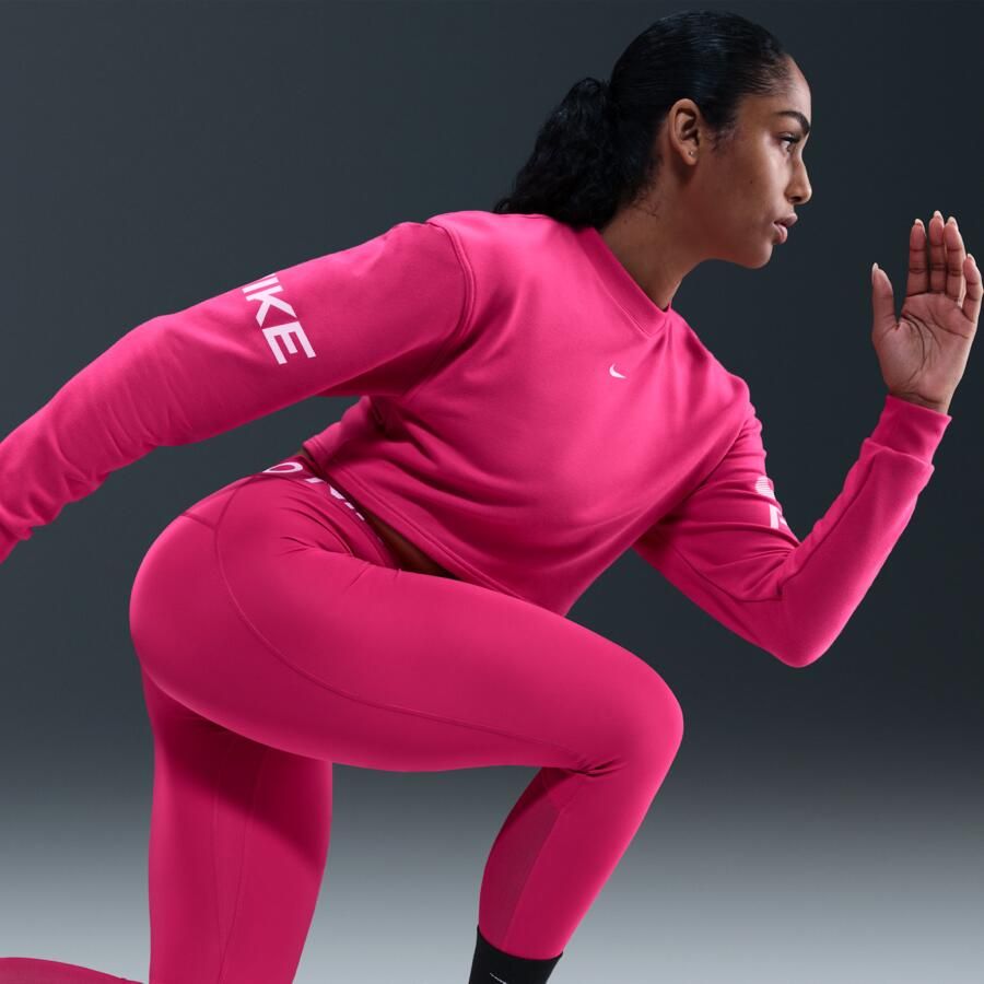 Nike Pro ruimvallend Dri-FIT sweatshirt met ronde hals van sweatstof Roze - Foto 2