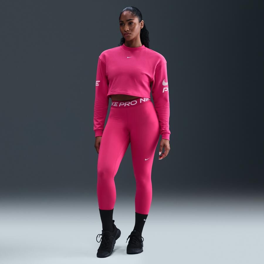 Nike Pro ruimvallend Dri-FIT sweatshirt met ronde hals van sweatstof Roze - Foto 3