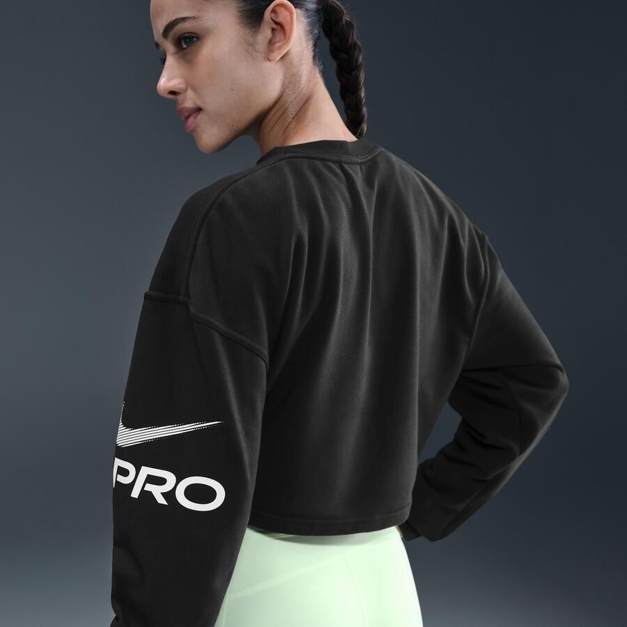Nike Pro ruimvallend Dri-FIT sweatshirt met ronde hals van sweatstof Zwart