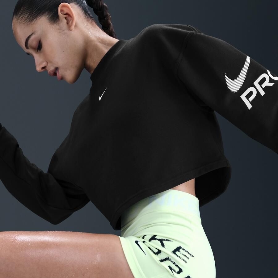 Nike Pro ruimvallend Dri-FIT sweatshirt met ronde hals van sweatstof Zwart - Foto 2