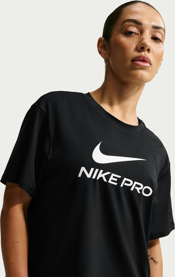 Nike Pro ruimvallend T-shirt voor dames Zwart - Foto 4