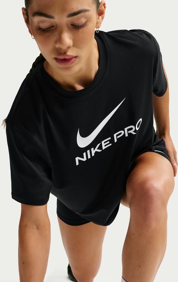 Nike Pro ruimvallend T-shirt voor dames Zwart - Foto 3