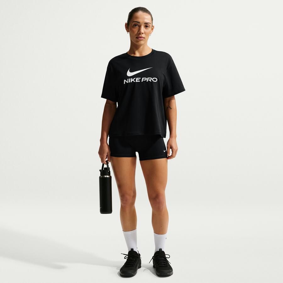 Nike Pro ruimvallend T-shirt voor dames Zwart - Foto 2