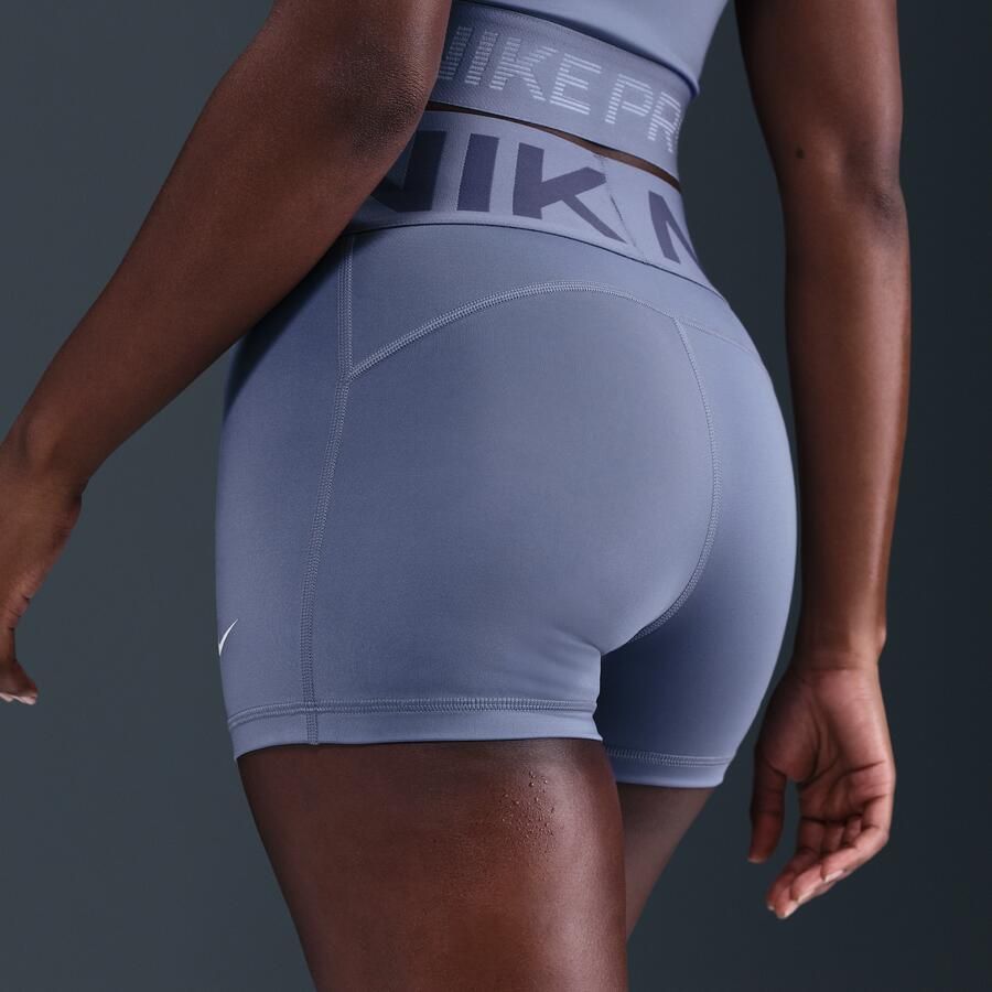 Nike Pro Sculpt bikeshorts met hoge taille voor dames (8 cm) Blauw - Foto 2