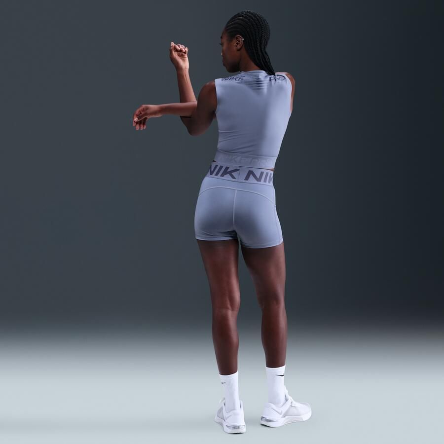 Nike Pro Sculpt bikeshorts met hoge taille voor dames (8 cm) Blauw - Foto 3