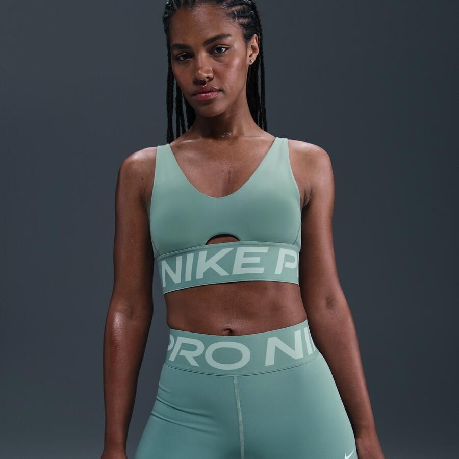 Nike Pro Sculpt bikeshorts met hoge taille voor dames (8 cm) Groen