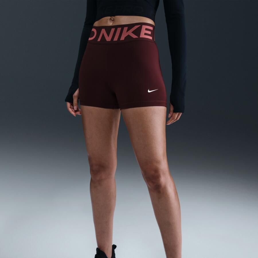 Nike Pro Sculpt bikeshorts met hoge taille voor dames (8 cm) Rood