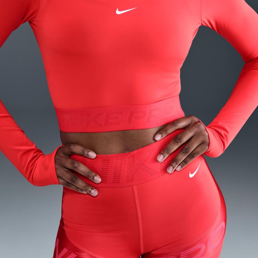 Nike Pro Sculpt Dri-FIT bikeshorts met hoge taille voor dames (13 cm) Rood