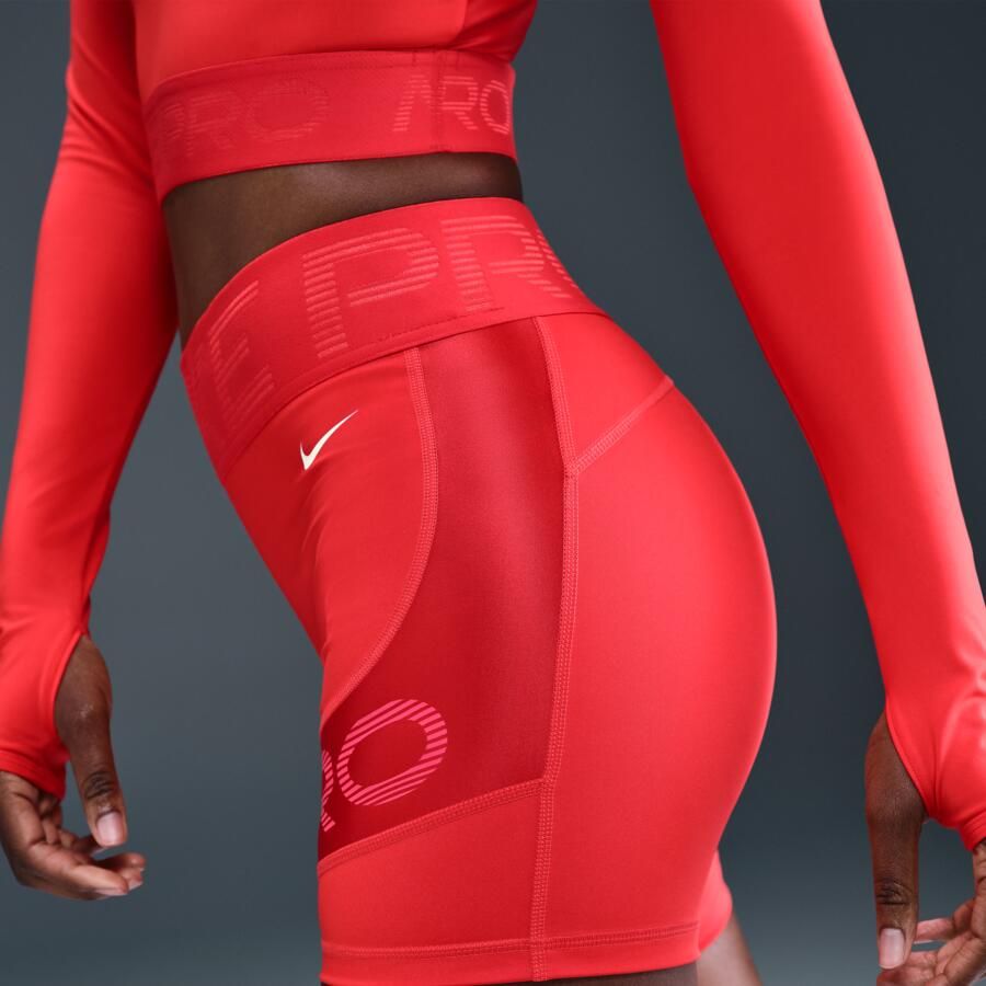 Nike Pro Sculpt Dri-FIT bikeshorts met hoge taille voor dames (13 cm) Rood - Foto 2