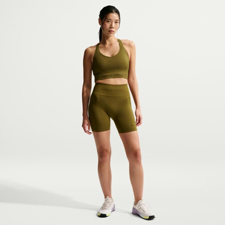 Nike Pro Seamless Dri-FIT bikeshorts met hoge taille voor (13 cm) Bruin