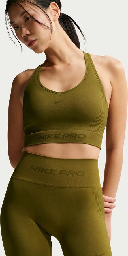 Nike Pro Seamless Dri-FIT bikeshorts met hoge taille voor (13 cm) Bruin - Foto 4