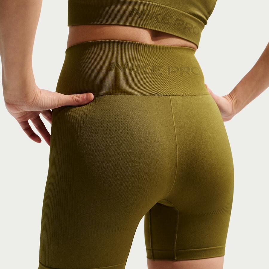 Nike Pro Seamless Dri-FIT bikeshorts met hoge taille voor (13 cm) Bruin - Foto 2