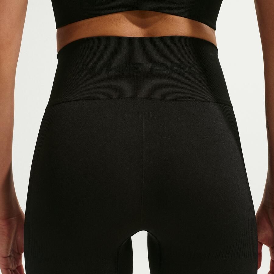 Nike Pro Seamless Dri-FIT bikeshorts met hoge taille voor dames (13 cm) Zwart - Foto 2