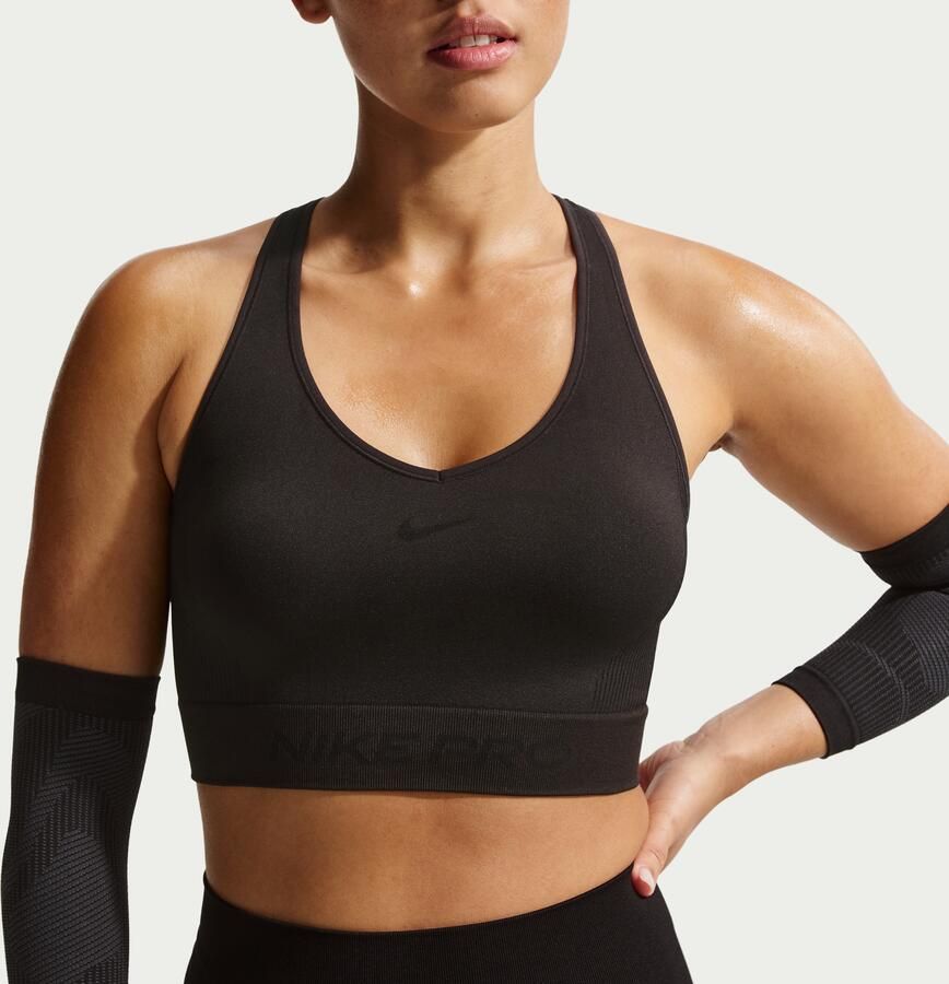 Nike Pro Seamless korte tanktop met Dri-FIT voor dames Zwart - Foto 3