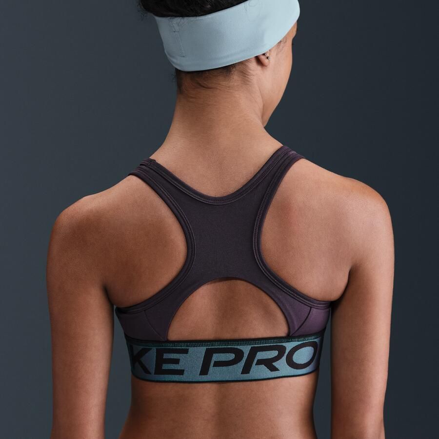 Nike Pro Swoosh sport-bh met glanzende accenten voor kids Paars