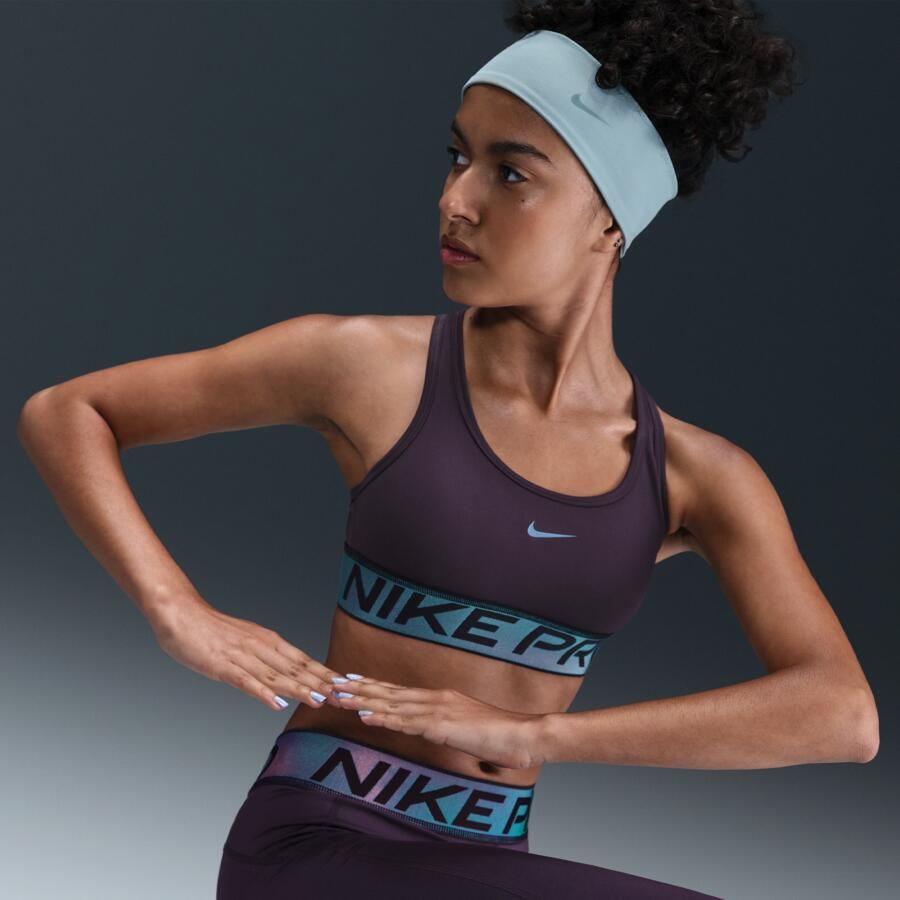 Nike Pro Swoosh sport-bh met glanzende accenten voor kids Paars - Foto 2