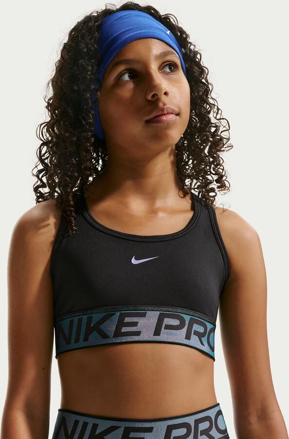 Nike Pro Swoosh sport-bh met glanzende accenten voor kids Zwart - Foto 4