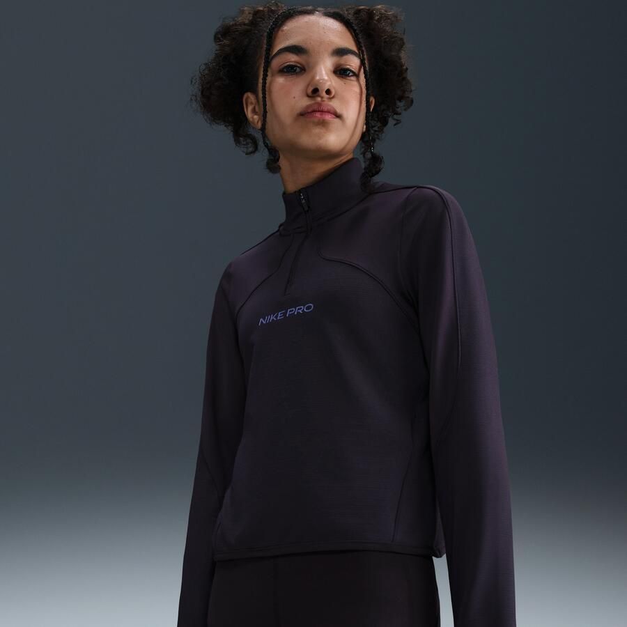Nike Pro Therma-FIT meisjestop met halflange rits en lange mouwen Paars - Foto 4