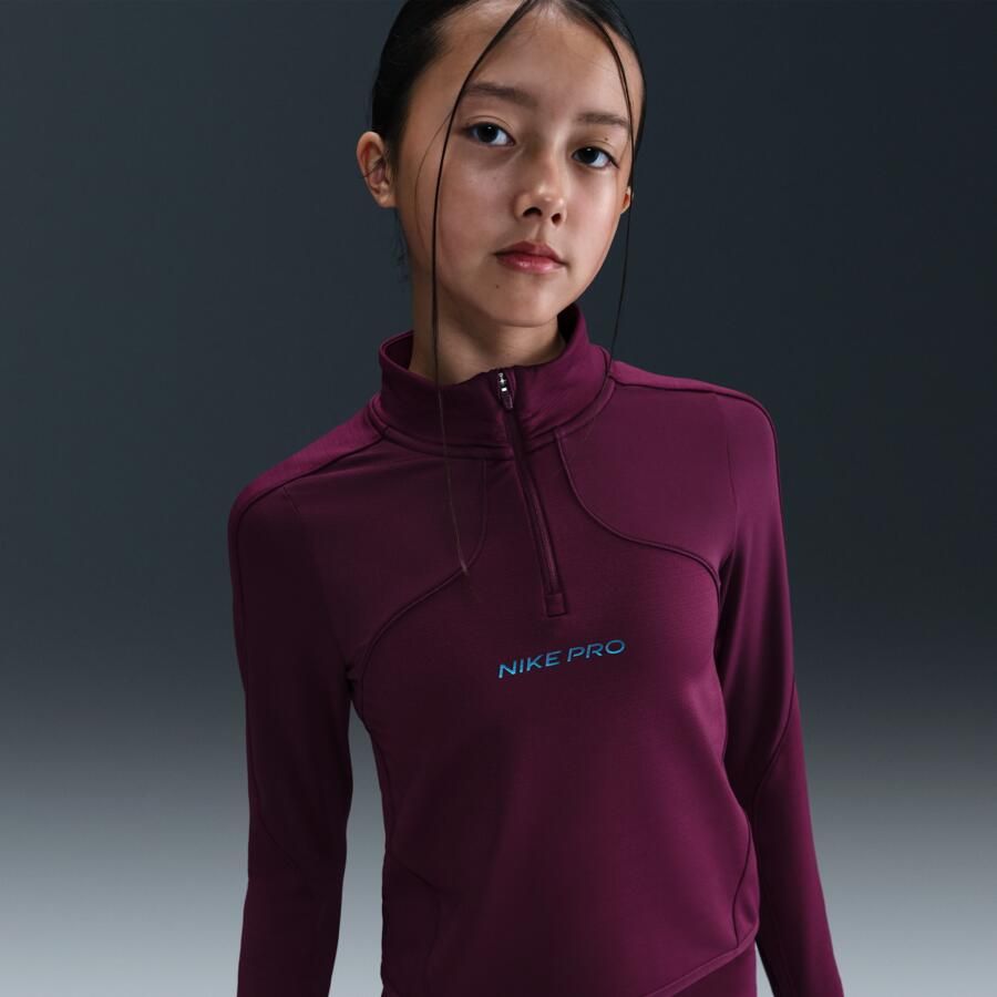 Nike Pro Therma-FIT meisjestop met halflange rits en lange mouwen Rood - Foto 4