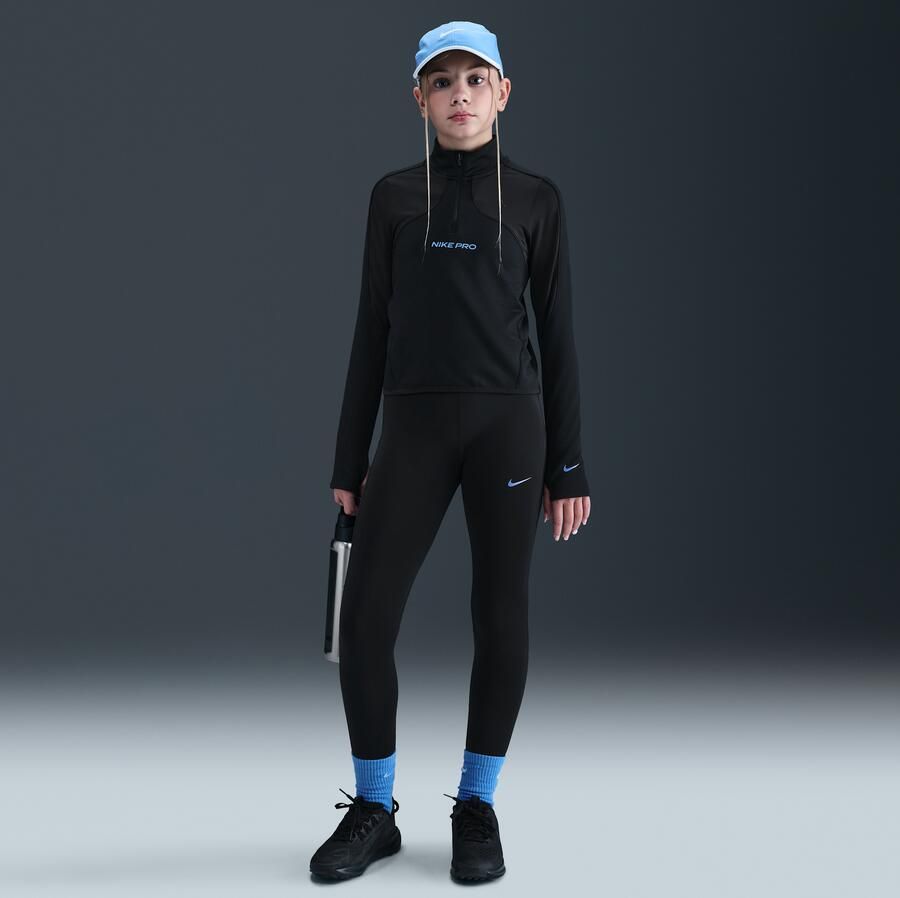 Nike Pro Therma-FIT meisjestop met halflange rits en lange mouwen Zwart - Foto 3
