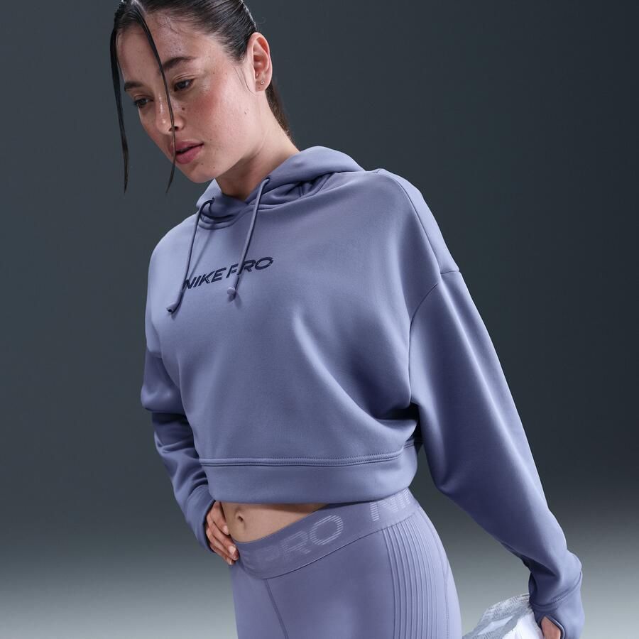 Nike Pro Therma-FIT oversized fleecehoodie voor dames Blauw - Foto 4