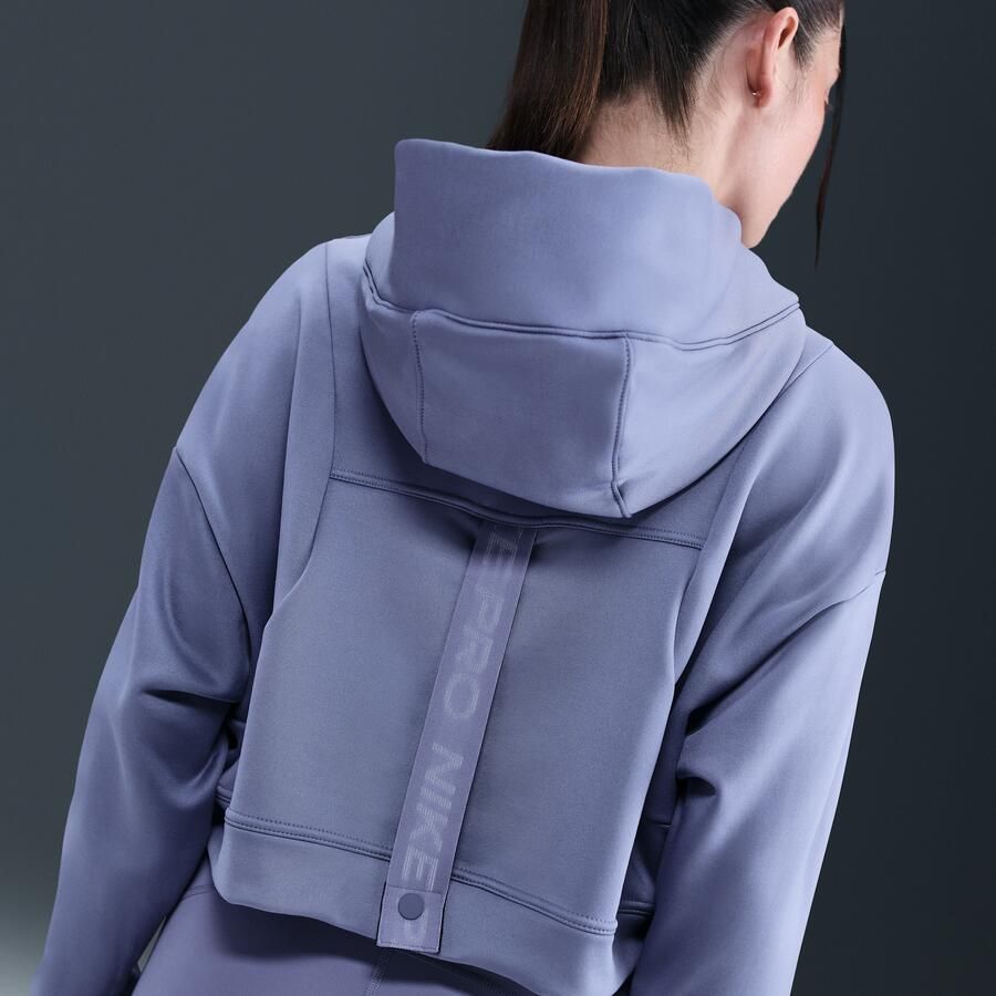 Nike Pro Therma-FIT oversized fleecehoodie voor dames Blauw