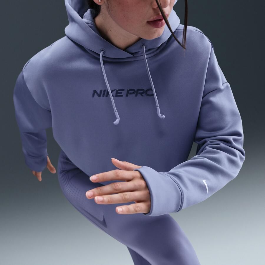 Nike Pro Therma-FIT oversized fleecehoodie voor dames Blauw - Foto 2