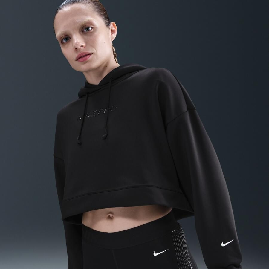 Nike Pro Therma-FIT oversized fleecehoodie voor dames Zwart - Foto 4