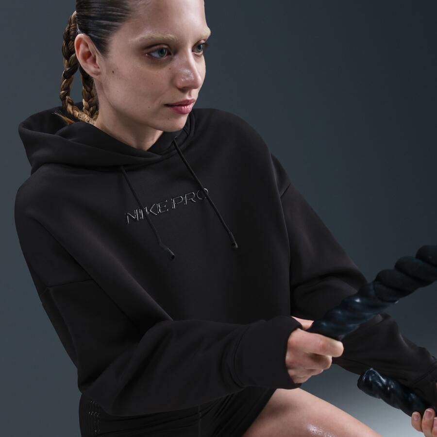 Nike Pro Therma-FIT oversized fleecehoodie voor dames Zwart - Foto 2
