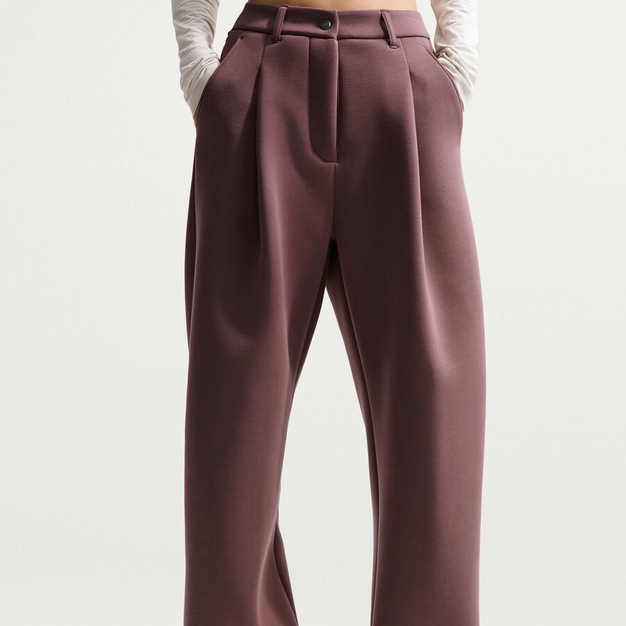 Nike ruimvallende fleecebroek met halfhoge taille voor dames Paars