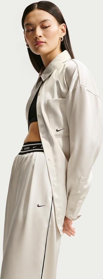 Nike ruimvallende satijnen damesbroek met halfhoge taille Grijs - Foto 3
