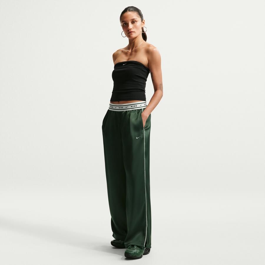 Nike ruimvallende satijnen damesbroek met halfhoge taille Groen - Foto 4