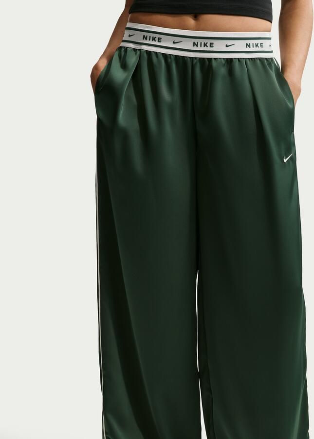 Nike ruimvallende satijnen damesbroek met halfhoge taille Groen - Foto 2