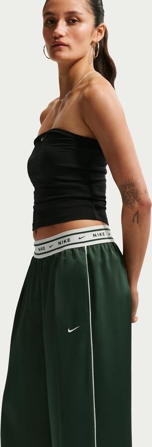 Nike ruimvallende satijnen damesbroek met halfhoge taille Groen - Foto 3