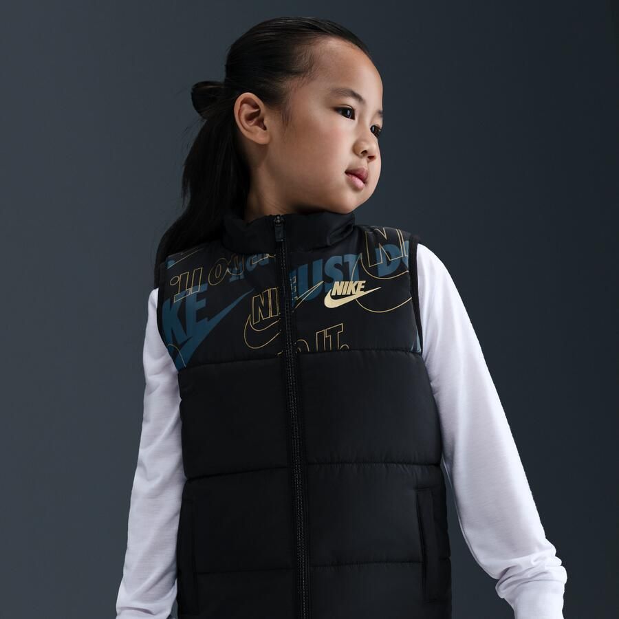 Nike set met T-shirt met lange mouwen bodywarmer en broek voor kleuters Zwart