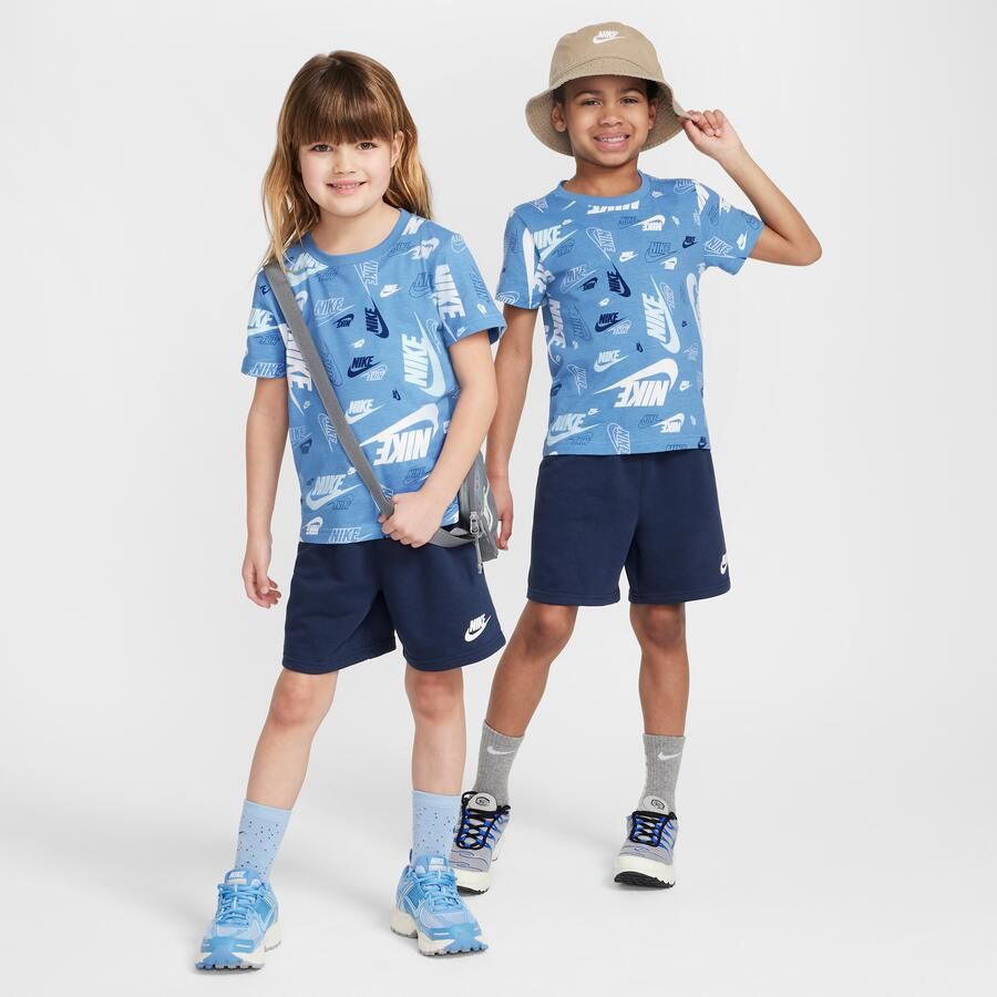 Nike set met T-shirt met print en lichte shorts van sweatstof voor kleuters Blauw - Foto 3