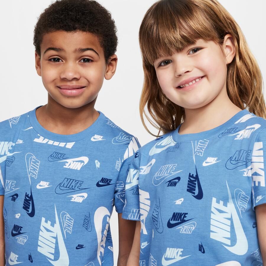 Nike set met T-shirt met print en lichte shorts van sweatstof voor kleuters Blauw - Foto 2