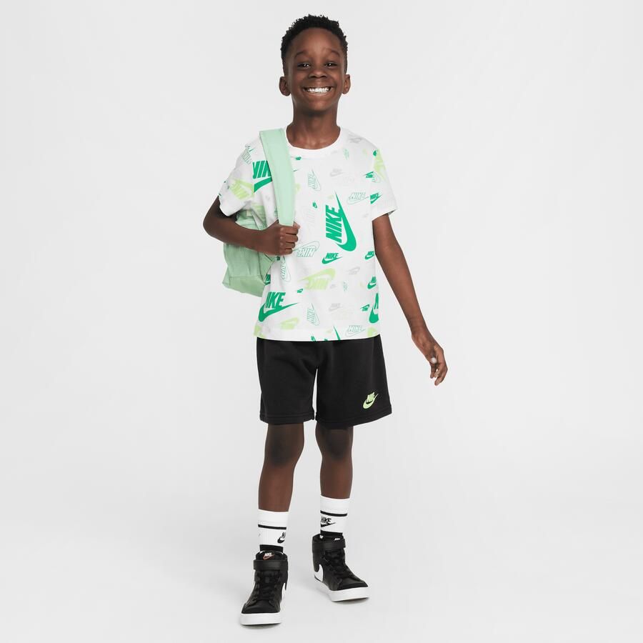 Nike set met T-shirt met print en lichte shorts van sweatstof voor kleuters Zwart - Foto 4