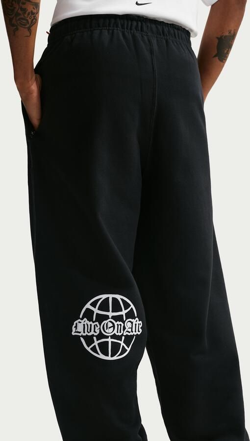 Nike Solo Swoosh fleecebroek met boorden voor heren Zwart - Foto 3