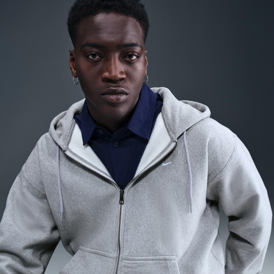 Nike Solo Swoosh fleecehoodie met rits voor heren Grijs - Foto 2