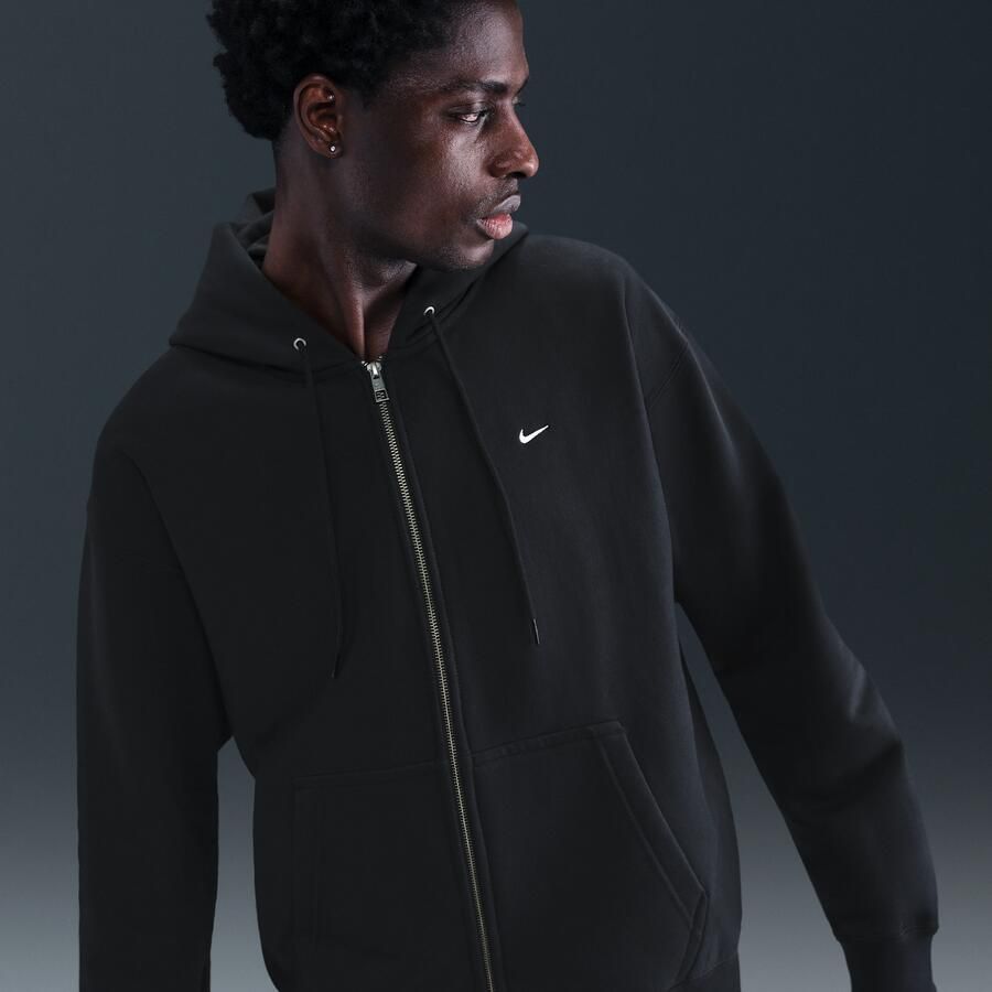 Nike Solo Swoosh fleecehoodie met rits voor heren Zwart - Foto 4