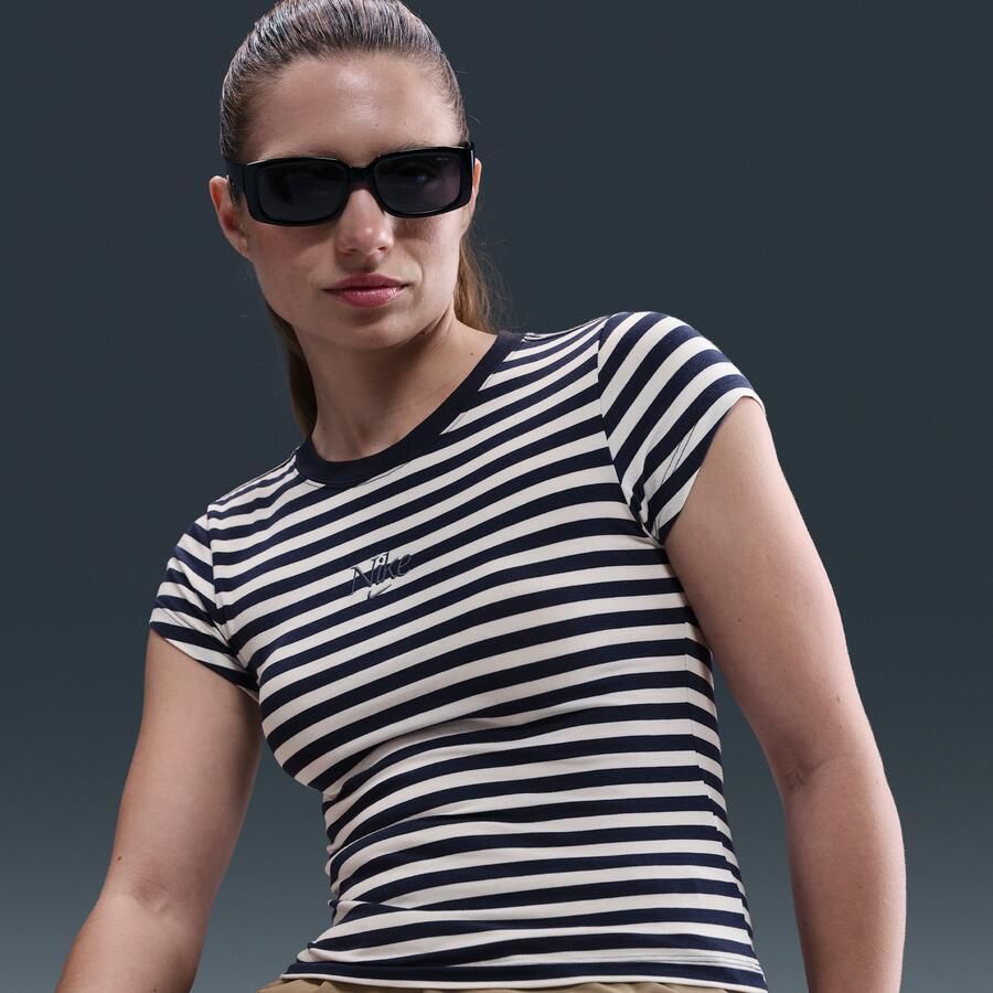 Nike aansluitend T-shirt met strepen voor dames Blauw - Foto 2