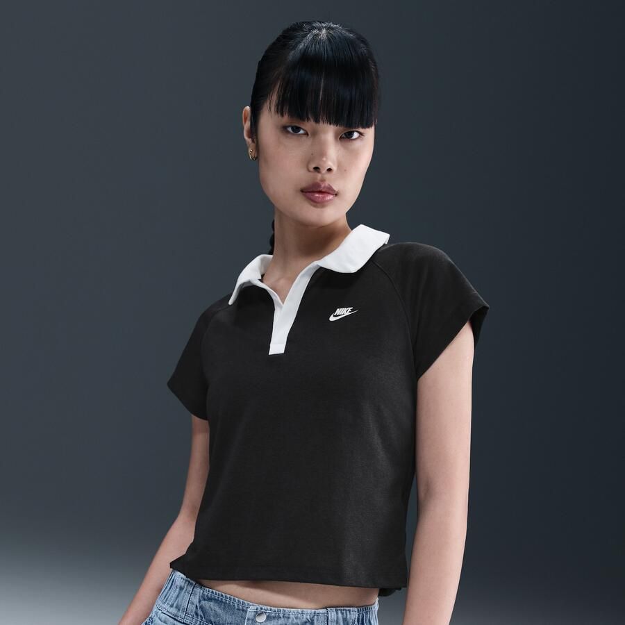 Nike aansluitende retro polotop voor dames Zwart - Foto 4