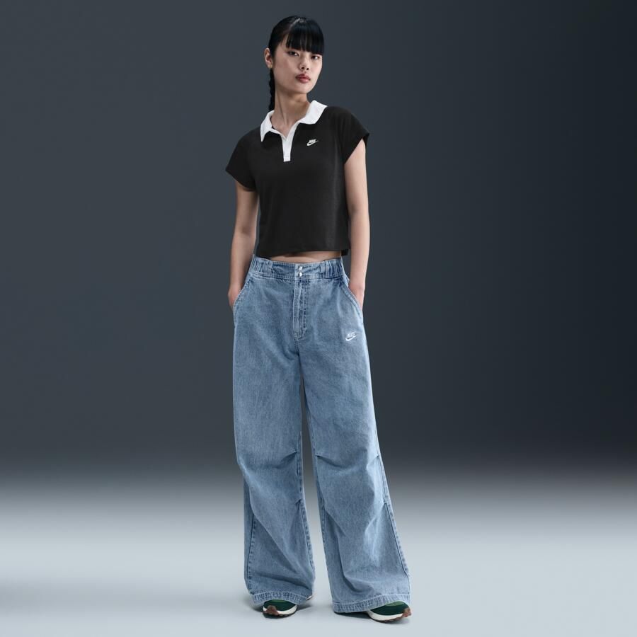 Nike aansluitende retro polotop voor dames Zwart - Foto 3