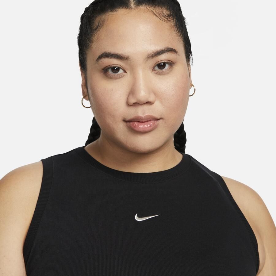 Nike Chill Knit aansluitende cropped tanktop met mini-rib voor dames (Plus Size) Zwart